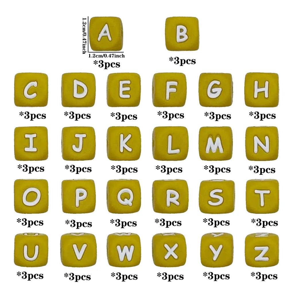 78pcs 12mm Silicone letter beads for DIY Key Chains Necklaces Bracelets Loose Beads