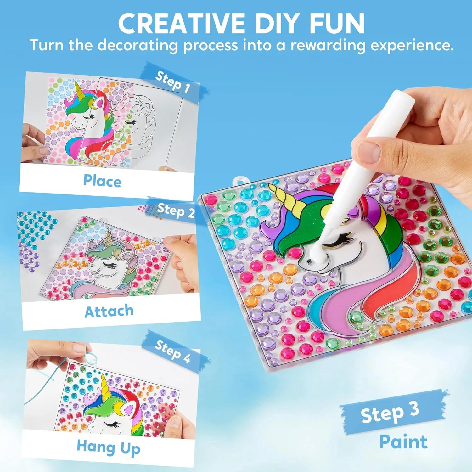 4PCS Window Art 2-in-1 Gems and Gels Arts & Crafts Toys for Kids