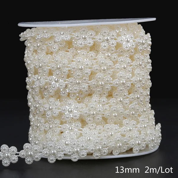 Ivory Pearl Bead Chain Line Cord Thread Trim for DIY Decoration & Jewelry Craft Accessories