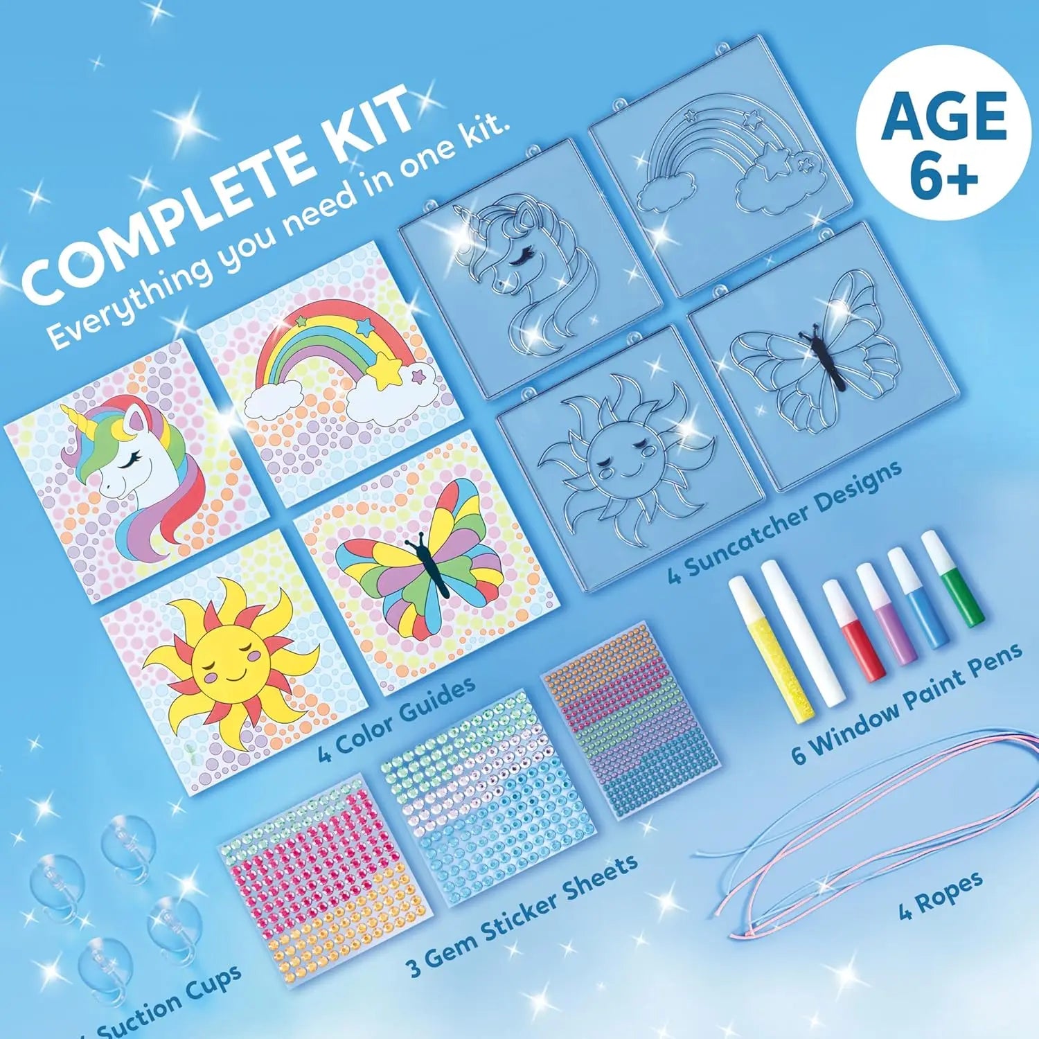 4PCS Window Art 2-in-1 Gems and Gels Arts & Crafts Toys for Kids