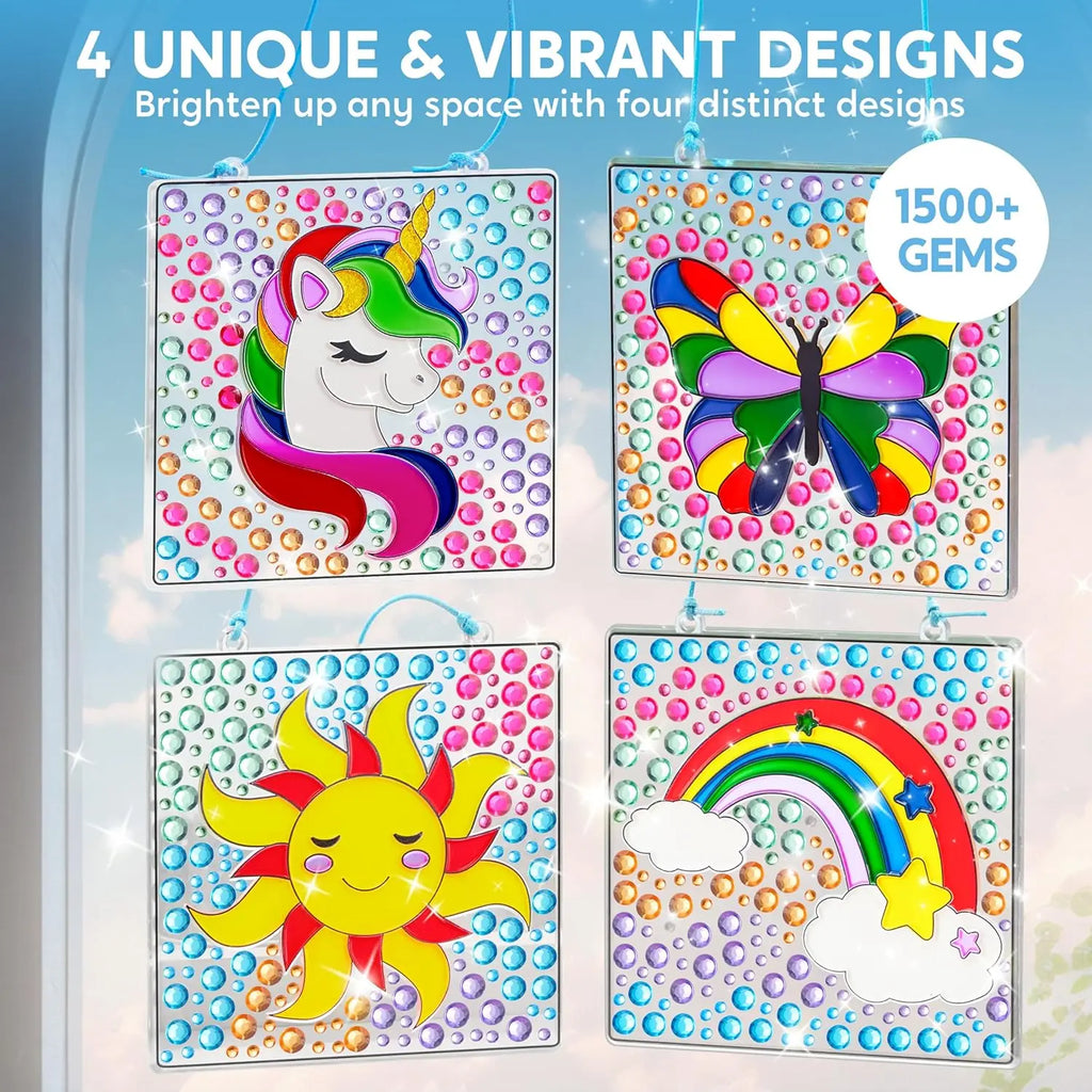 4PCS Window Art 2-in-1 Gems and Gels Arts & Crafts Toys for Kids