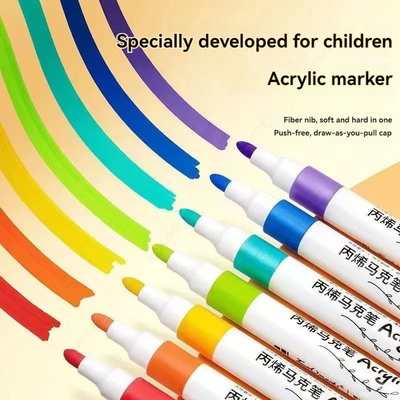 12-80 Colors Set Acrylic Paint Art Marker Pen for Kids Ceramic Glass Wood DIY Crafts