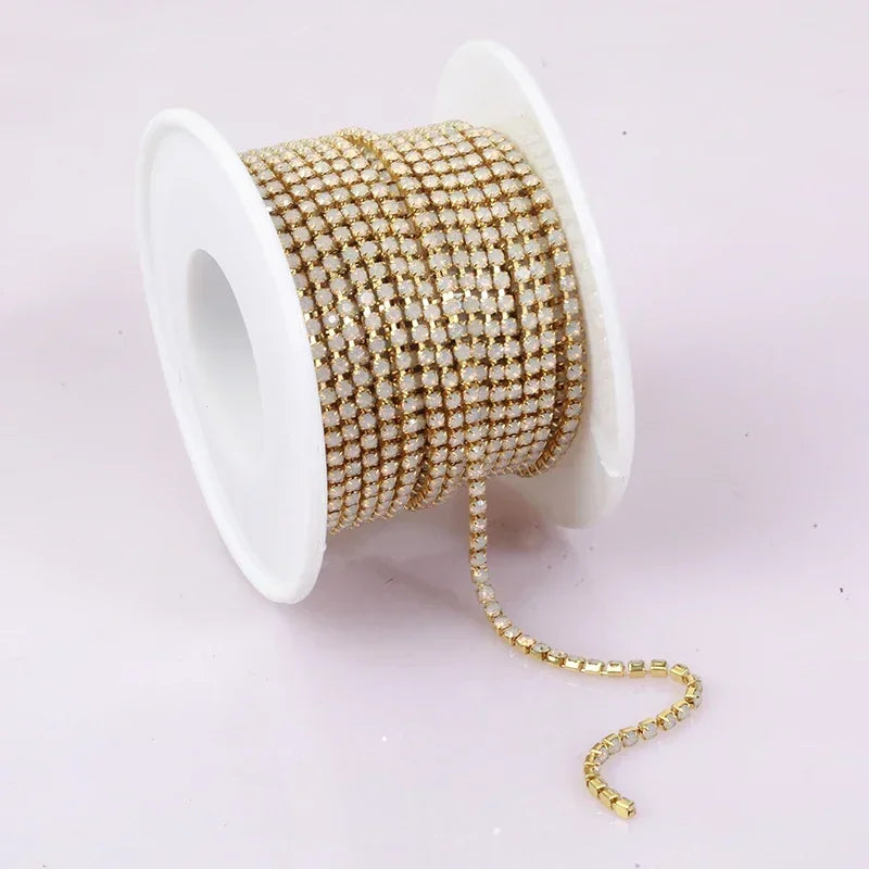 2mm SS6 Colorful Sew On Opal Rhinestone Cup Chain for DIY Craft