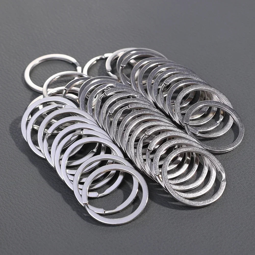 10-200pcs 25mm Stainless Steel Key Rings Line Split for Jewelry Making Polished Keychain DIY