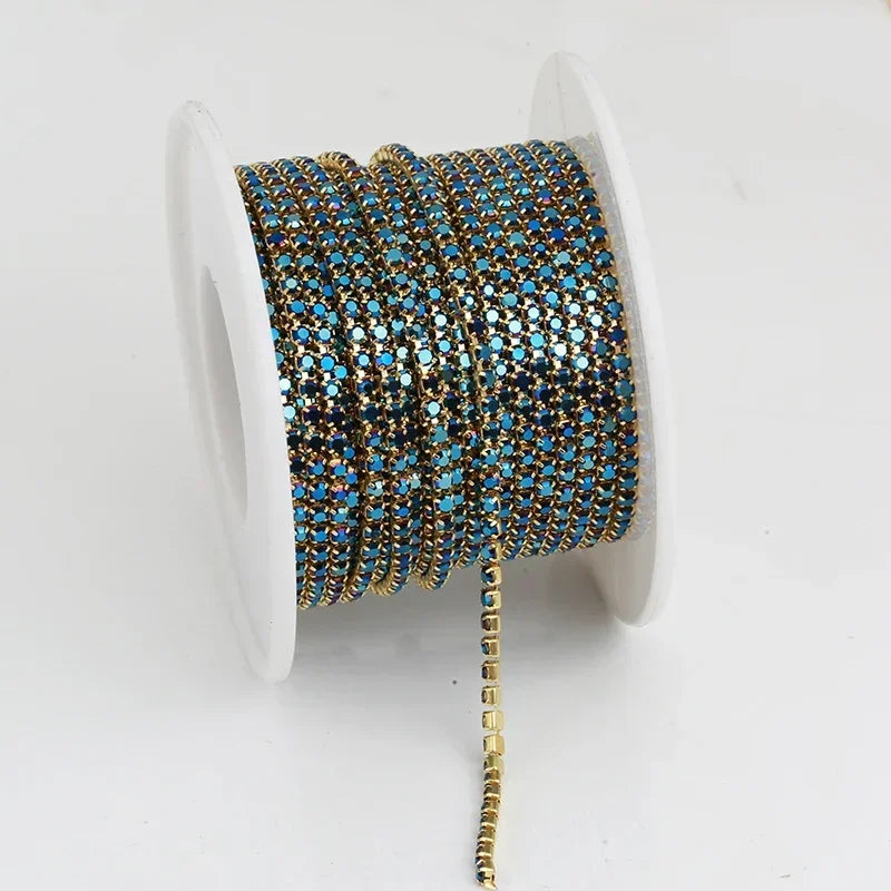 2mm SS6 Colorful Sew On Opal Rhinestone Cup Chain for DIY Craft