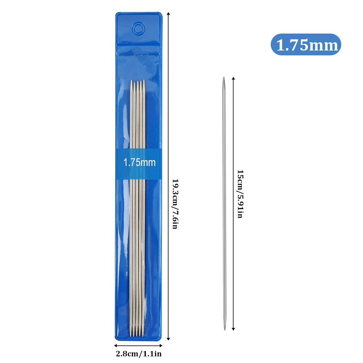 5PCS 15CM Stainless Steel Knitting Needles Set Double Pointed Straight Knitting Needles