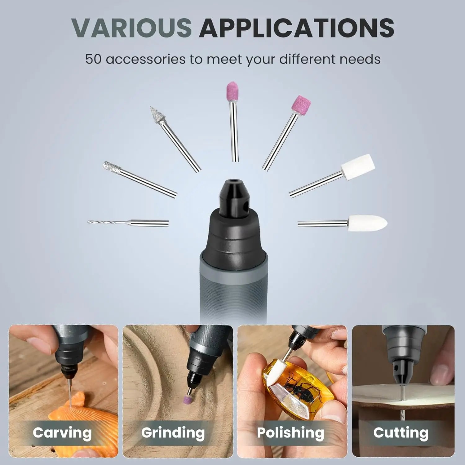 USB-C Rechargeable Electric Engraving Pen, Cordless Rotary Tool with 6 Speeds for Metal Wood Glass Plastic