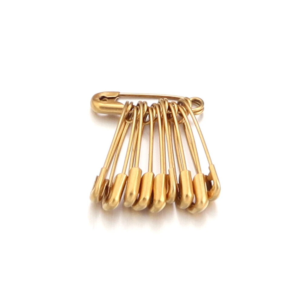 10Pcs/pack Stainless Steel Safety Pins 20-56mm Gold Color for DIY Home Crafts Sewing