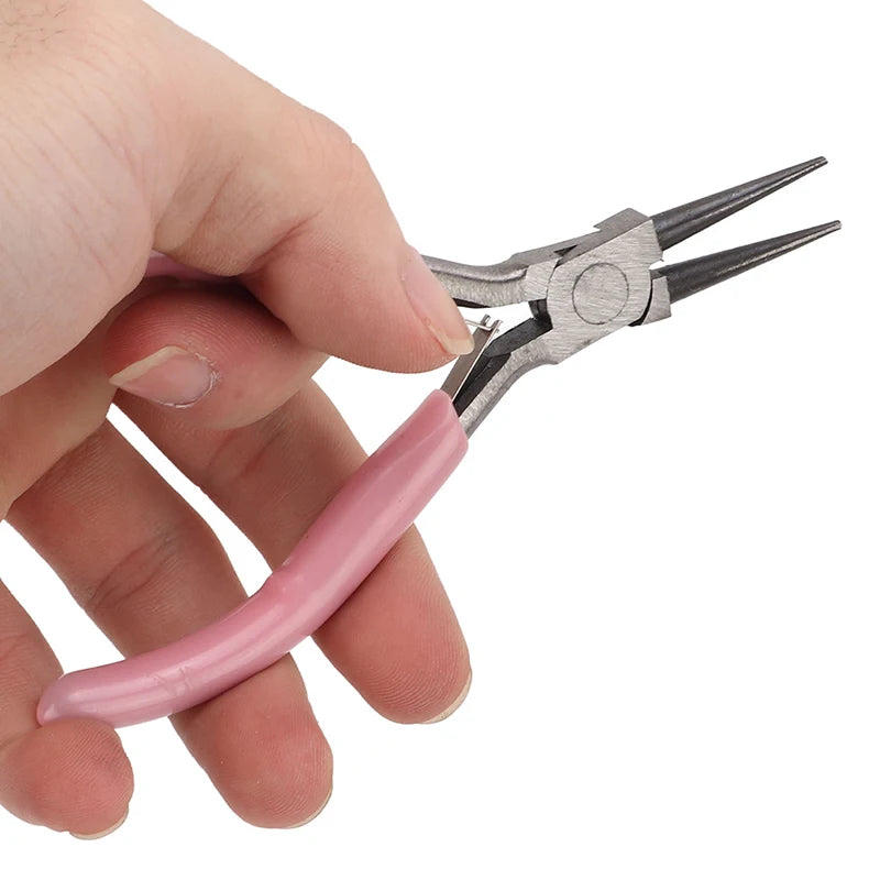 Mini Pliers for Jewelry and Craft Making Bent Needle Nose Handcraft Beading Insulated Cutter Tool