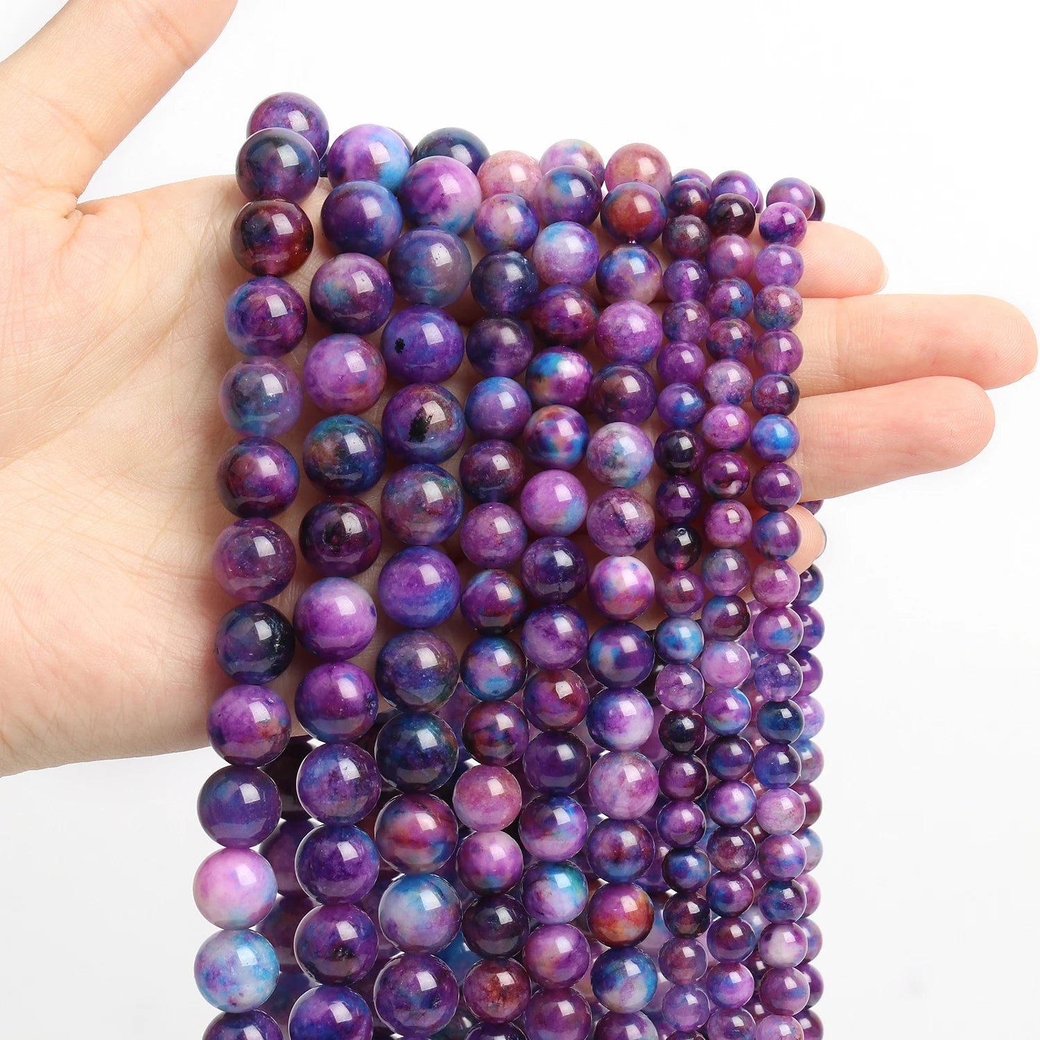 Round Flame Stone Beads Sodalite Loose Spacer Beads for Jewelry Making DIY Bracelets Necklace