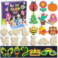 DIY Wooden Magnets Wood Crafts Kit Glow in The Dark, Arts Supplies Painting Kit for Kids
