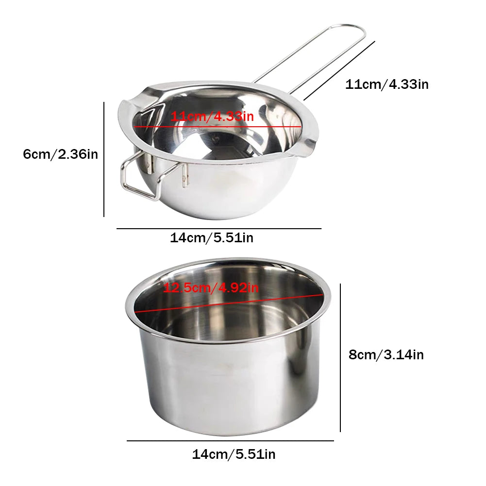 2 Pcs Candle Wax Melting Pot Reusable 400ml Wax Bean Melting Double Boiler Pot Anti-Rust Candle Making Supplies
