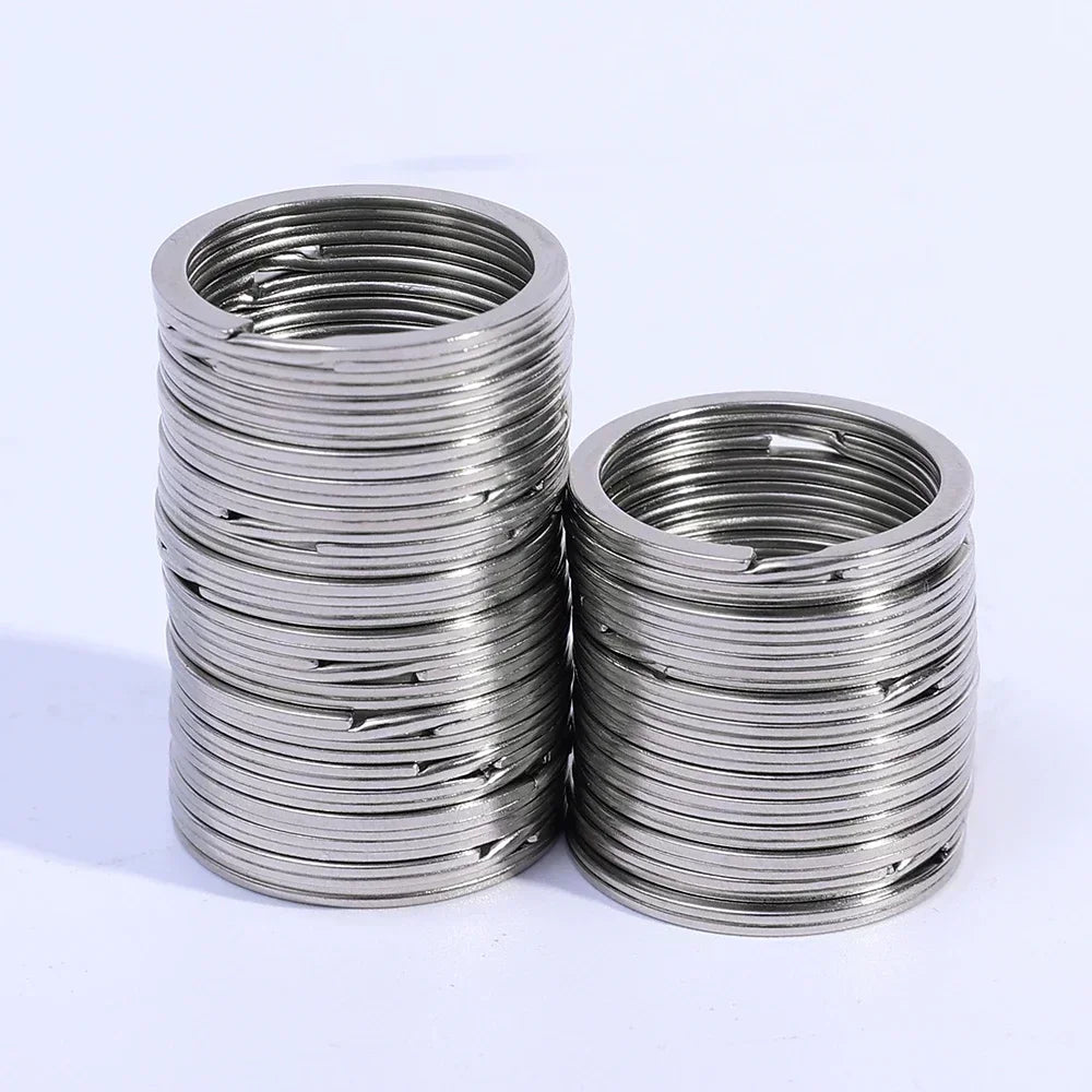 10-200pcs 25mm Stainless Steel Key Rings Line Split for Jewelry Making Polished Keychain DIY