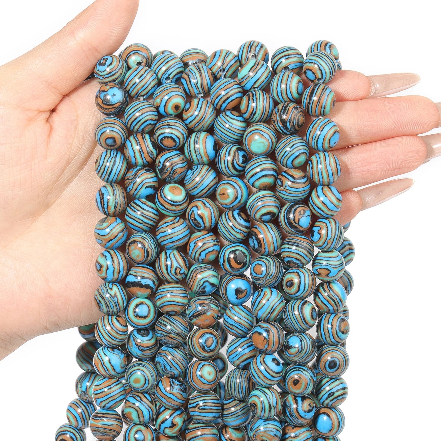 Round Flame Stone Beads Sodalite Loose Spacer Beads for Jewelry Making DIY Bracelets Necklace