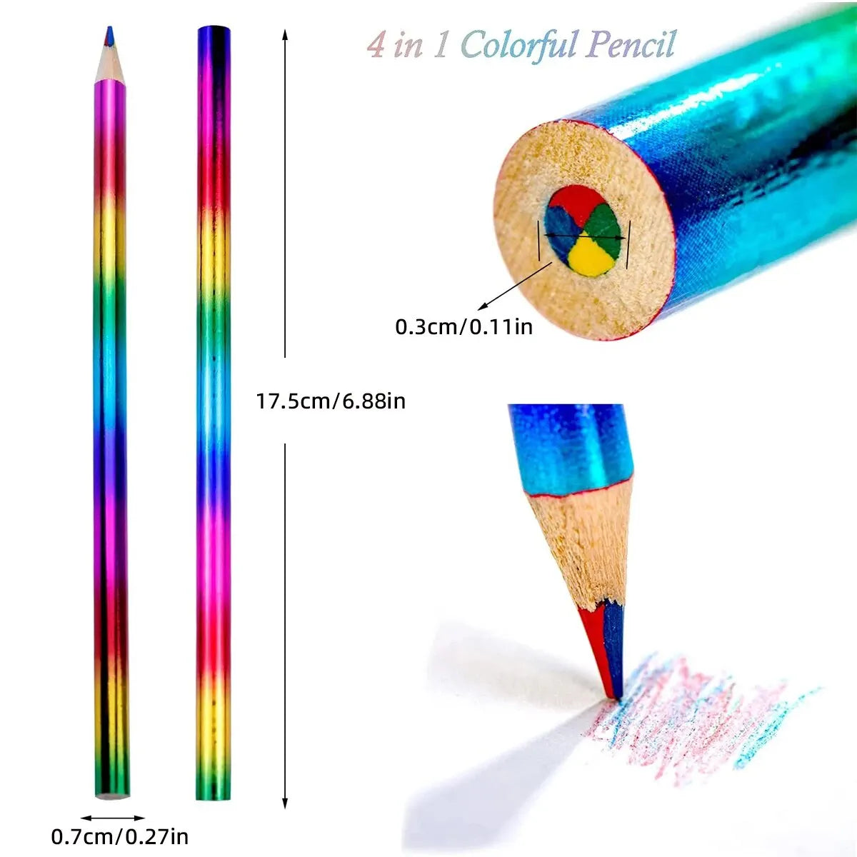 8/16 Pcs Rainbow Colored Pencils, 4 Color in 1 Pencil for Schools, Students, Sketching, Doodling, Coloring, Painting.