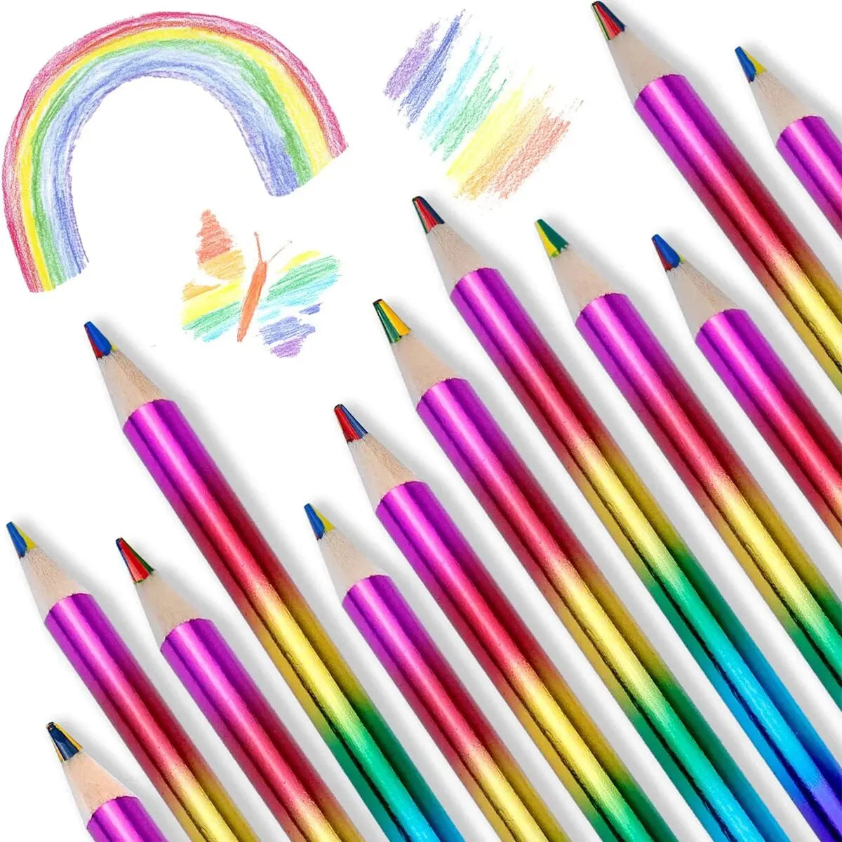 8/16 Pcs Rainbow Colored Pencils, 4 Color in 1 Pencil for Schools, Students, Sketching, Doodling, Coloring, Painting.