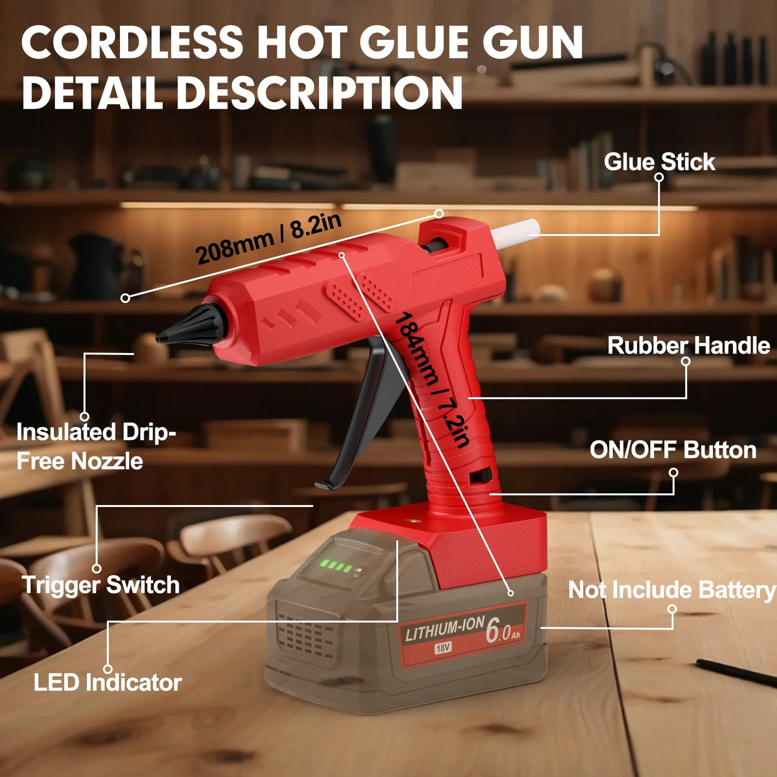 Electric Glue Gun For Milwaukee 18V Battery Hot Melt Welding With 10pcs For Crafts Decoration DIY Home
