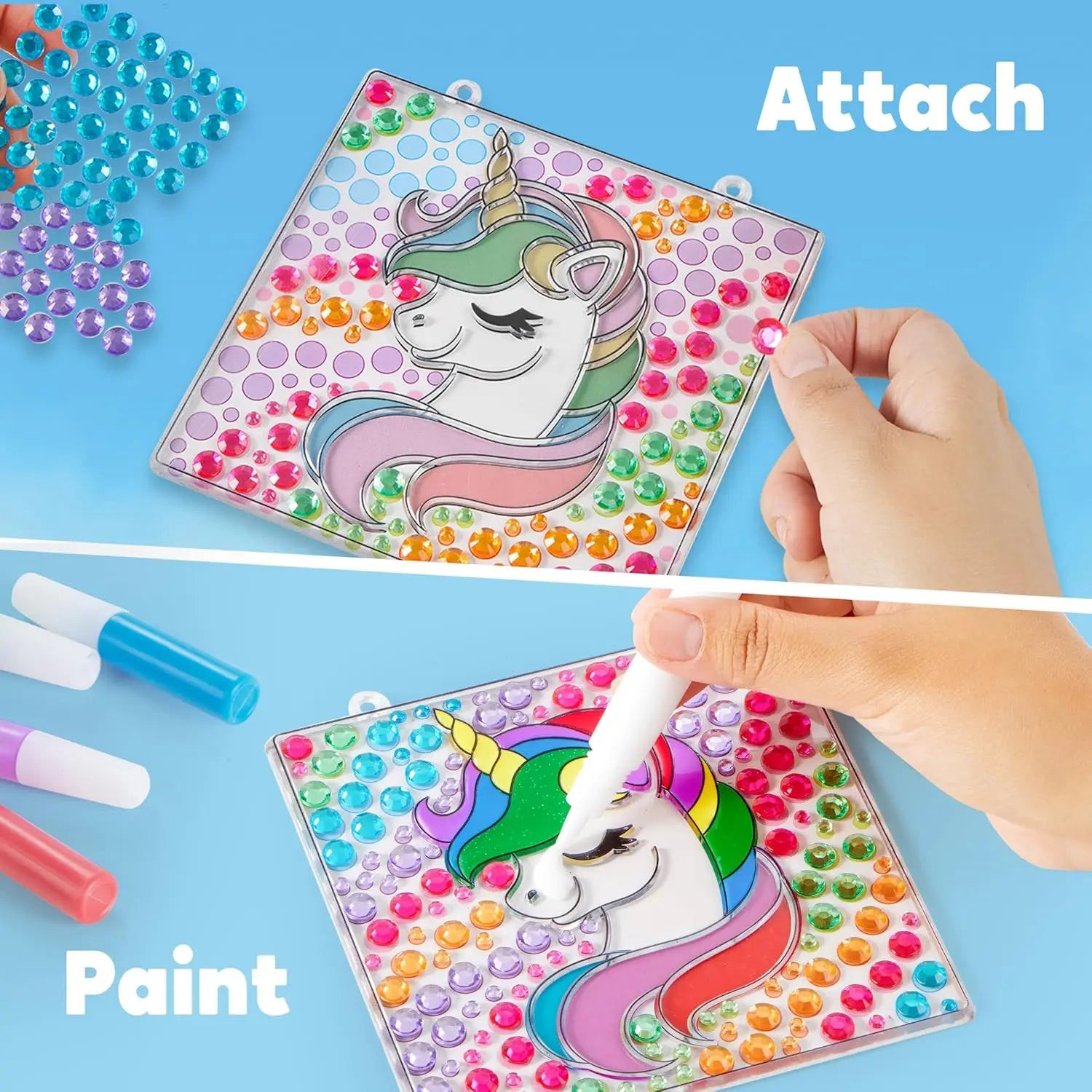 4PCS Window Art 2-in-1 Gems and Gels Arts & Crafts Toys for Kids