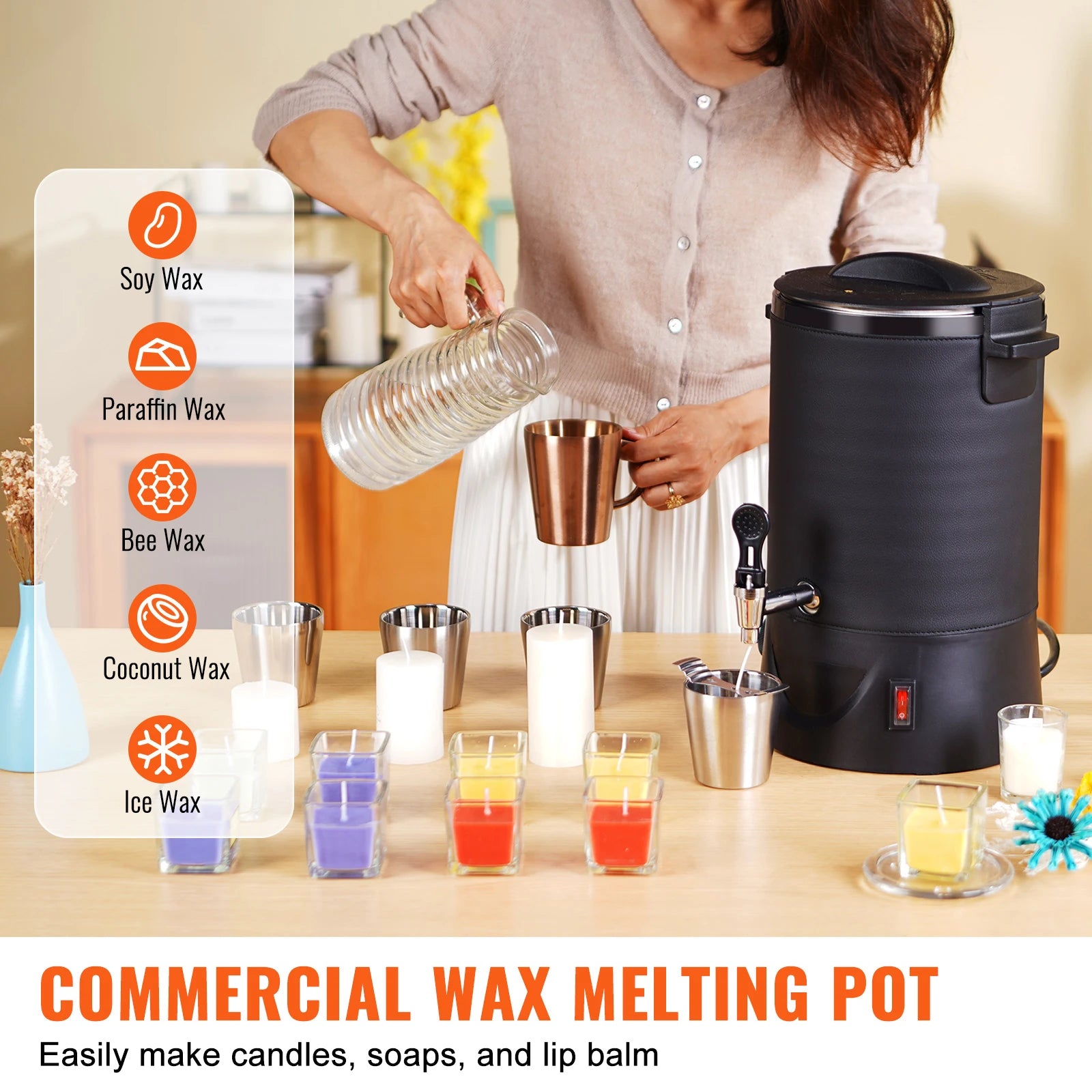 SucceBuy 6.5L Wax Melter for Candle Making, Easy Pour Spout, 9-Level Temperature Control