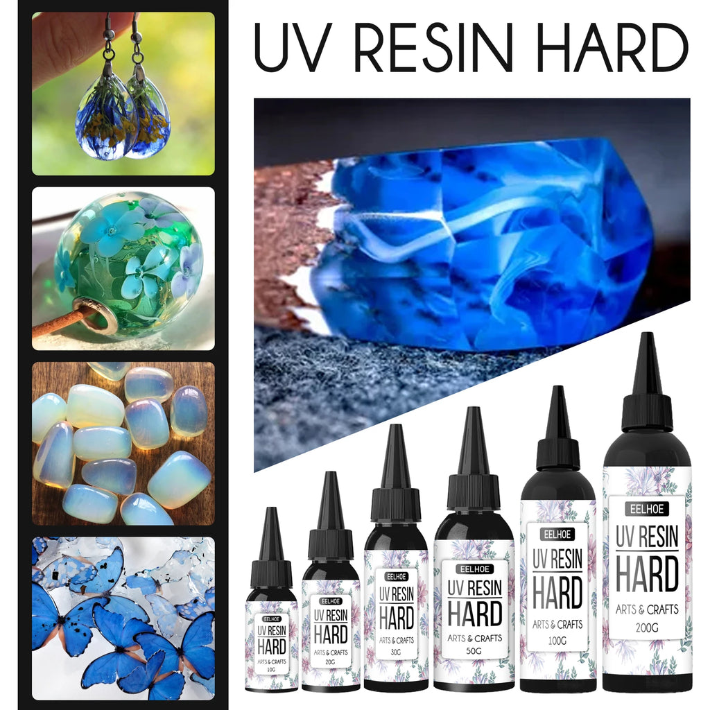 UV Resin Glue 200g,, Fast Cure Clear Resin Epoxy for Crafts, Charms, Nails, and More
