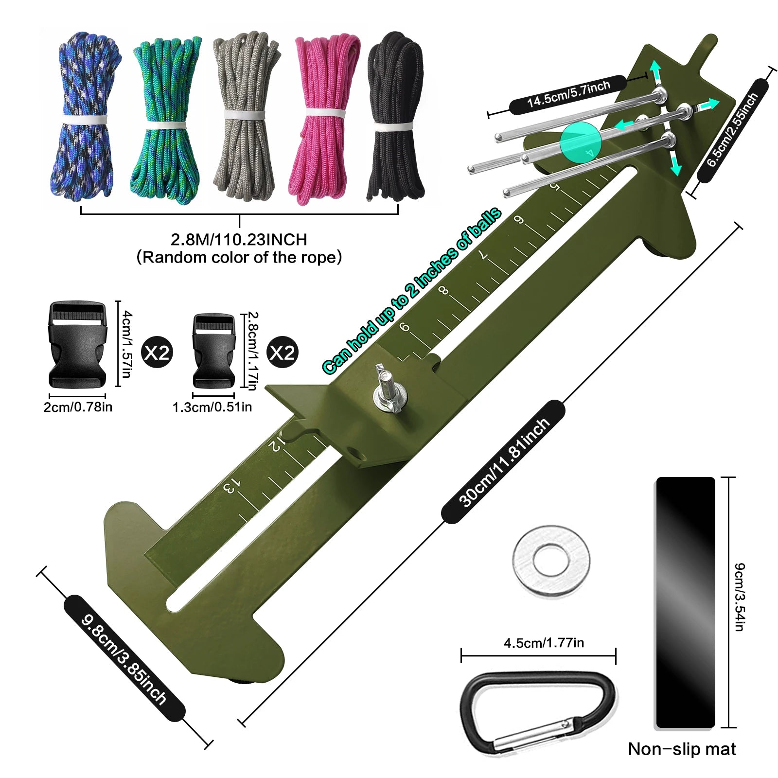 Paracord Bracelet Kit with Marlin Spike Tool Kit, Survival Bracelet Making, Adjustable Length Jig Bracelet Maker for DIY