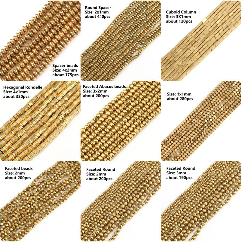 Real Gold Plated Hematite Bead Irregular Heart Cube Beads For Jewelry Making DIY