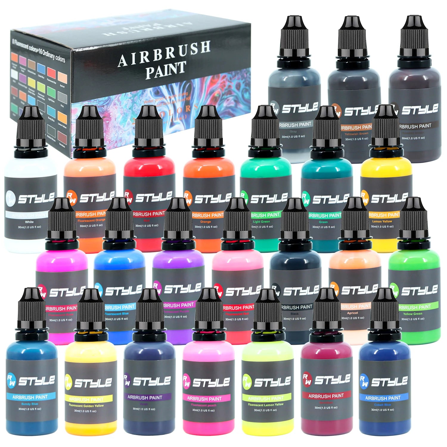 24Colors/Set Airbrush Paint Set, Opaque & Brilliant Acrylic Paint, For Beginners