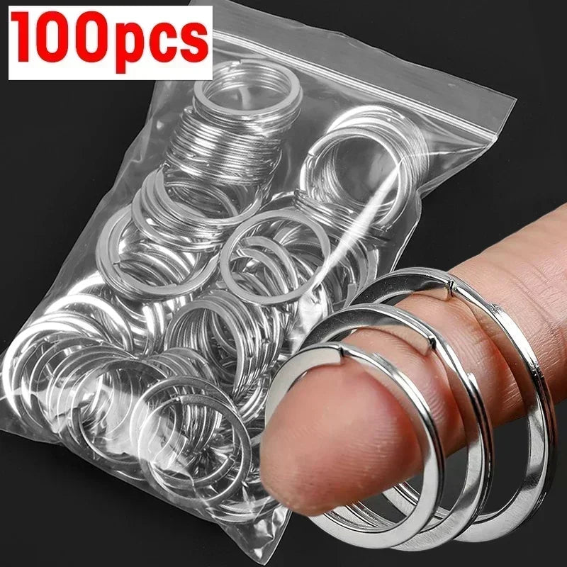10-200pcs 25mm Stainless Steel Key Rings Line Split for Jewelry Making Polished Keychain DIY