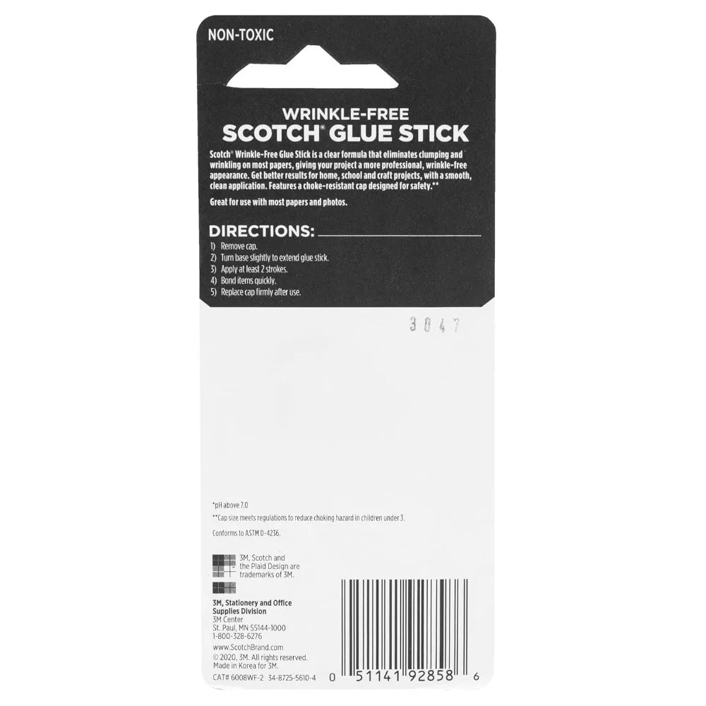Wrinkle-Free Glue Sticks, 2 Pack, .27 oz Each