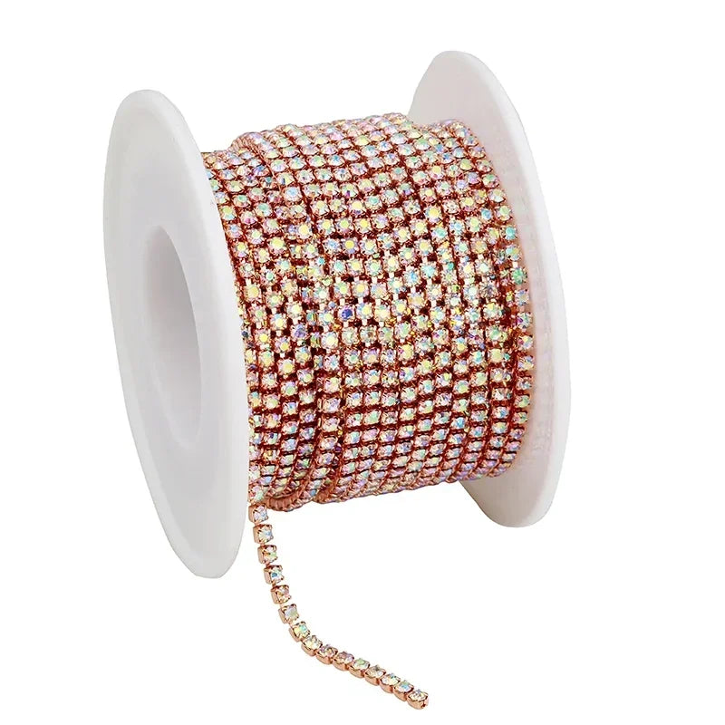 2mm SS6 Colorful Sew On Opal Rhinestone Cup Chain for DIY Craft