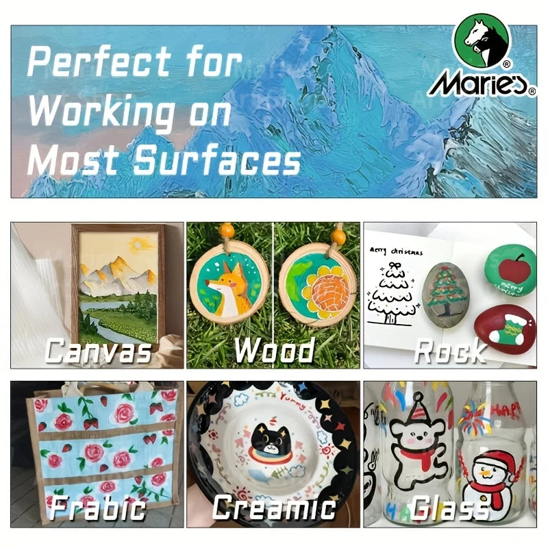 12ml, Acrylic paint for Painting on Fabric, Wood, Rock Canvas for Adults, Beginner