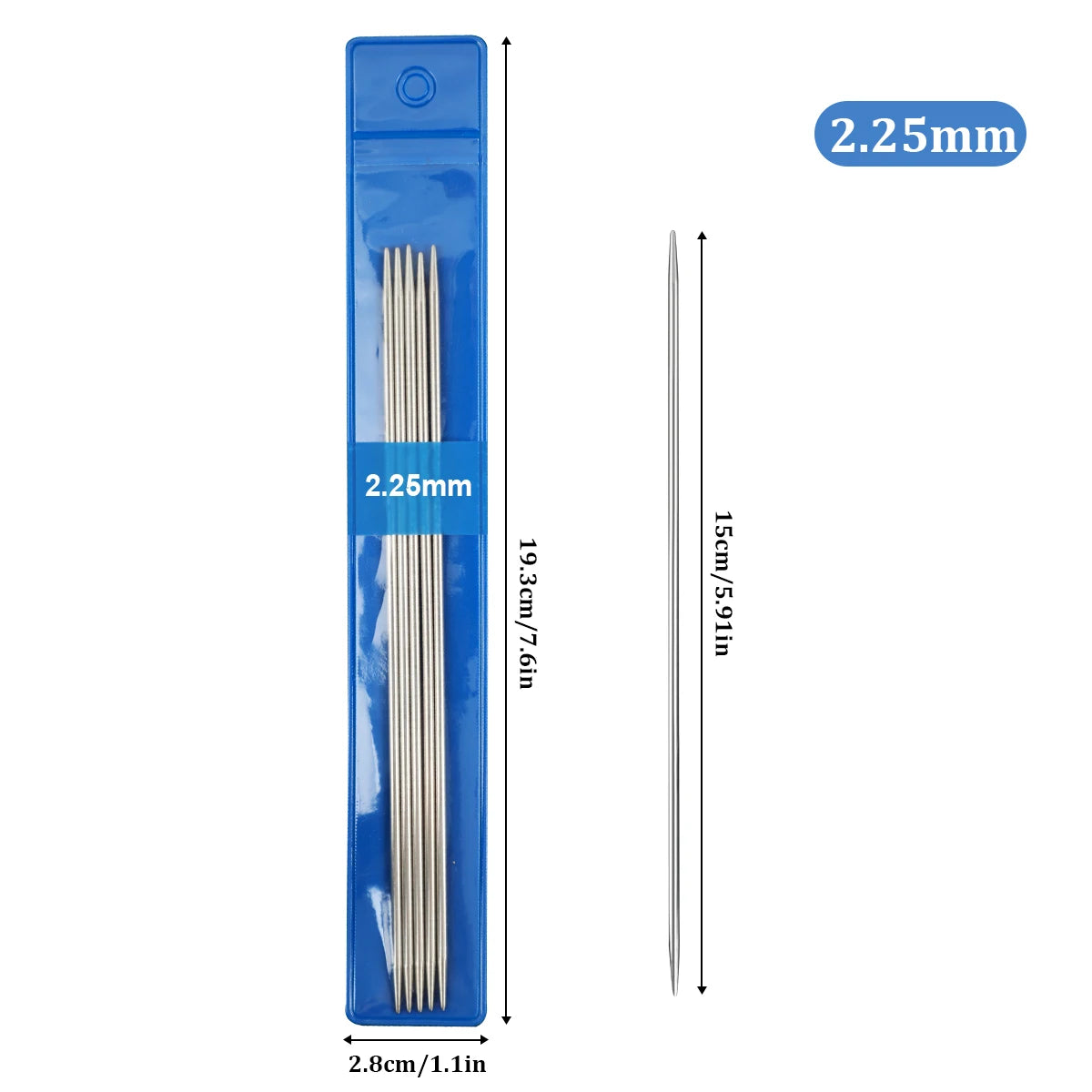 5PCS 15CM Stainless Steel Knitting Needles Set Double Pointed Straight Knitting Needles