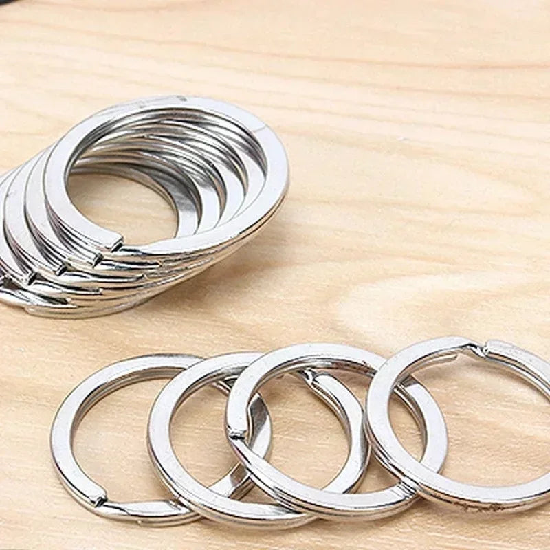 10-200pcs 25mm Stainless Steel Key Rings Line Split for Jewelry Making Polished Keychain DIY