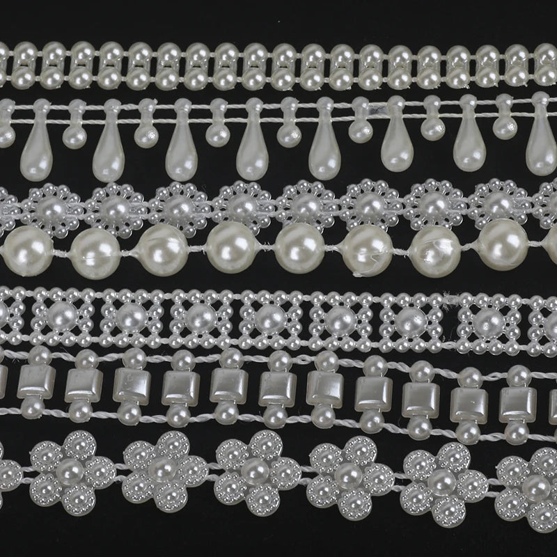 Ivory Pearl Bead Chain Line Cord Thread Trim for DIY Decoration & Jewelry Craft Accessories
