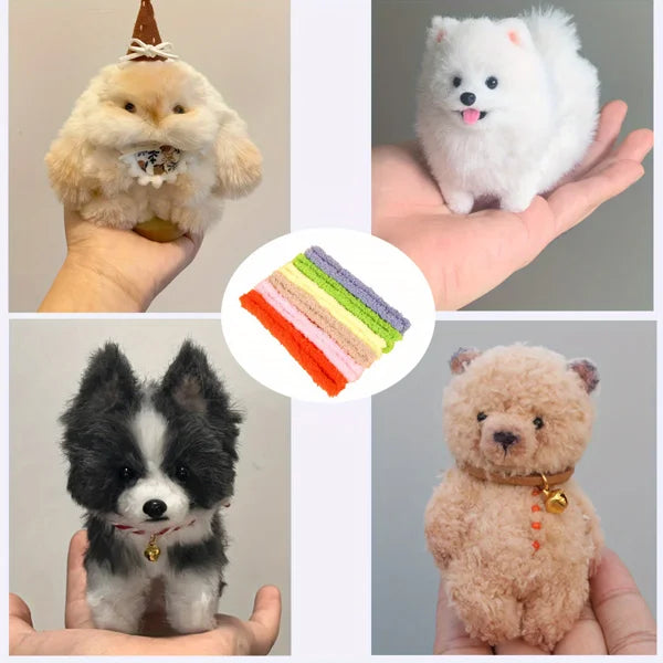 7-Piece DIY Coral Velvet Twisting Kit for Knitting Plush Puppies & Small Animals