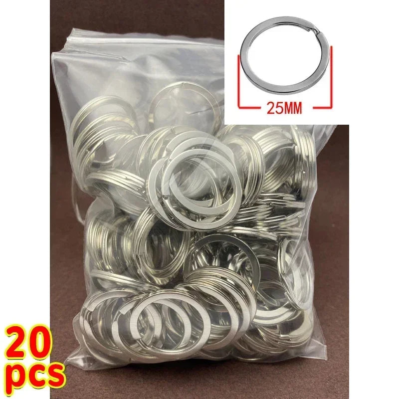10-200pcs 25mm Stainless Steel Key Rings Line Split for Jewelry Making Polished Keychain DIY