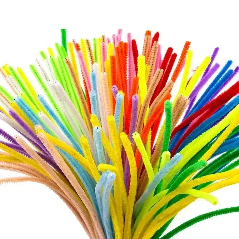1000/10pcs Colorful Twisting Bar Chenille Fluffy Pipe Cleaners Stems Plush Stick DIY Tinsel Rod Strips Kids Art Educational Toys