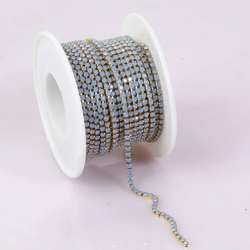 2mm SS6 Colorful Sew On Opal Rhinestone Cup Chain for DIY Craft