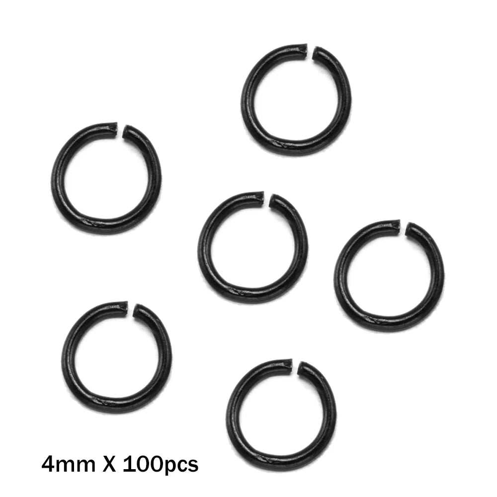 100-200pcs Stainless Steel Split Rings Black DIY Necklace Bracelet Making Jewelry