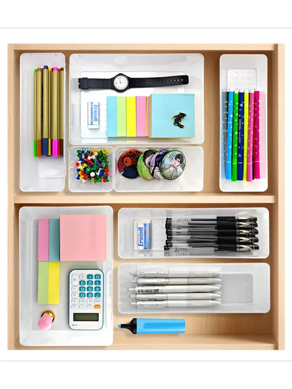 44pcs multi-functional plastic drawer storage set, drawer divider storage box