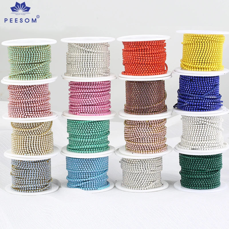 2mm SS6 Colorful Sew On Opal Rhinestone Cup Chain for DIY Craft