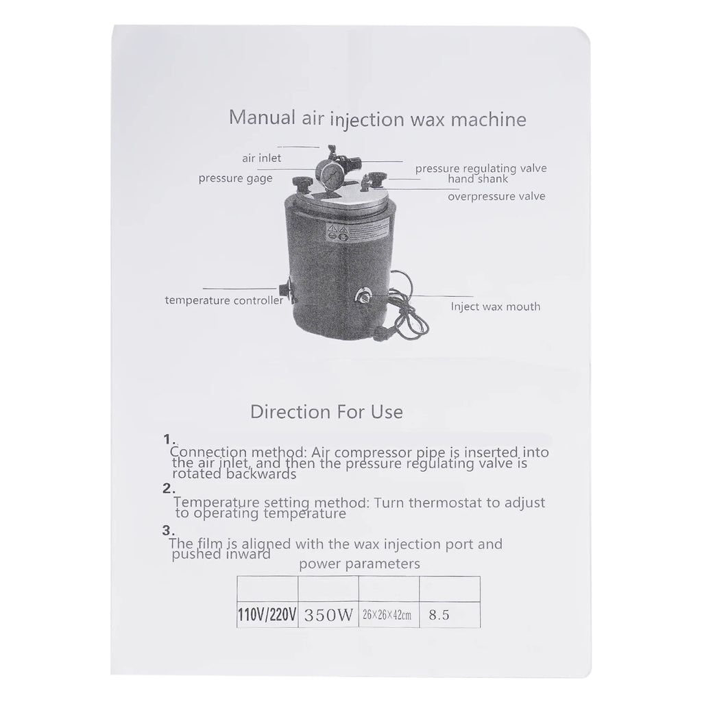 High-Performance Wax Injection Machine with Non-Leak Nozzles, Air Pressure Control, Large Wax Capacity, and Durable