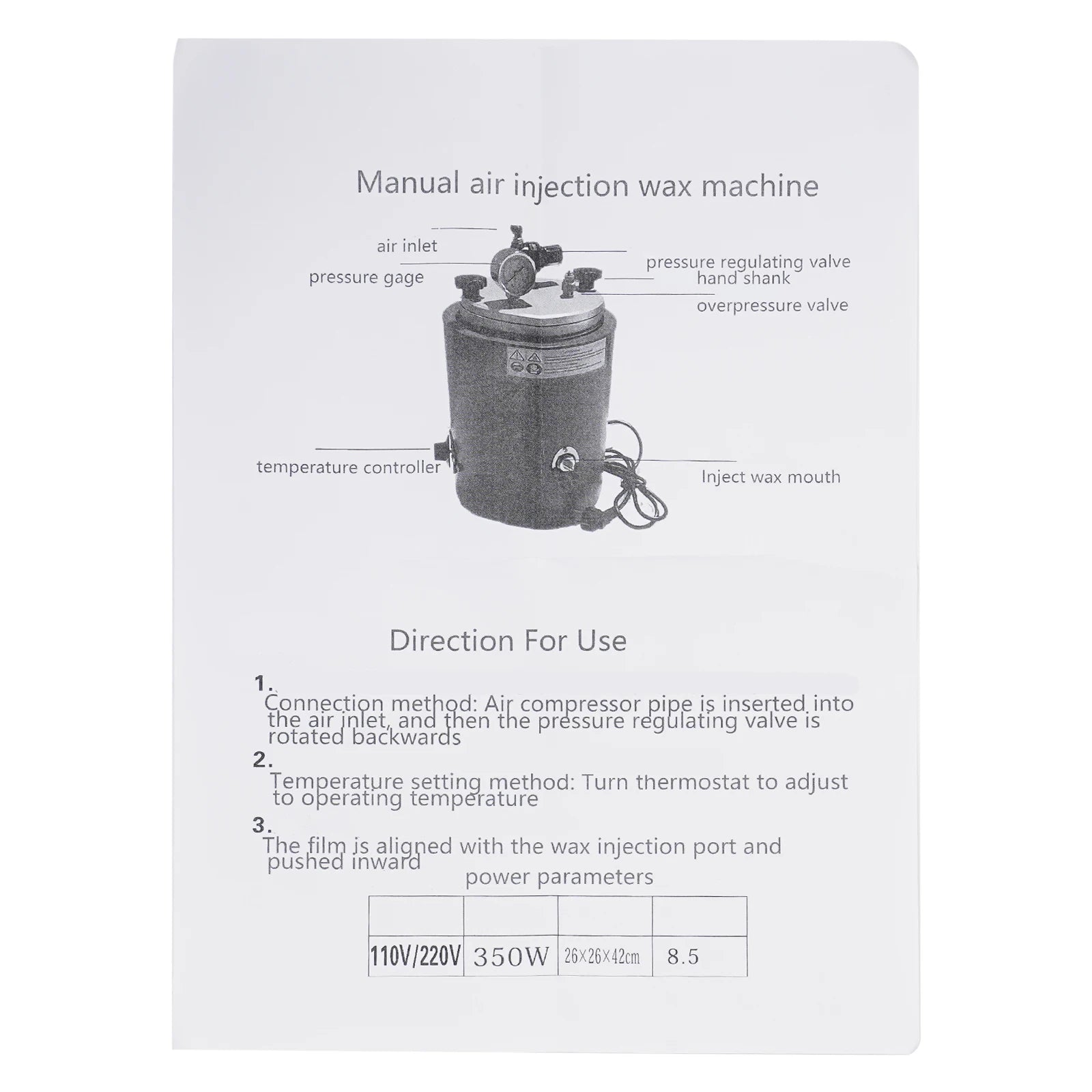 High-Performance Wax Injection Machine with Non-Leak Nozzles, Air Pressure Control, Large Wax Capacity, and Durable