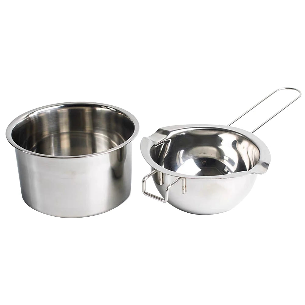 2 Pcs Candle Wax Melting Pot Reusable 400ml Wax Bean Melting Double Boiler Pot Anti-Rust Candle Making Supplies