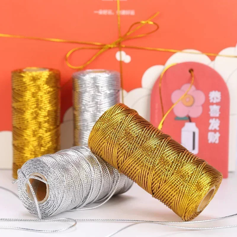 1.5mm 100M Gold Silver Macrame Cord Rope for Sewing Macrame Crafts or Gifts