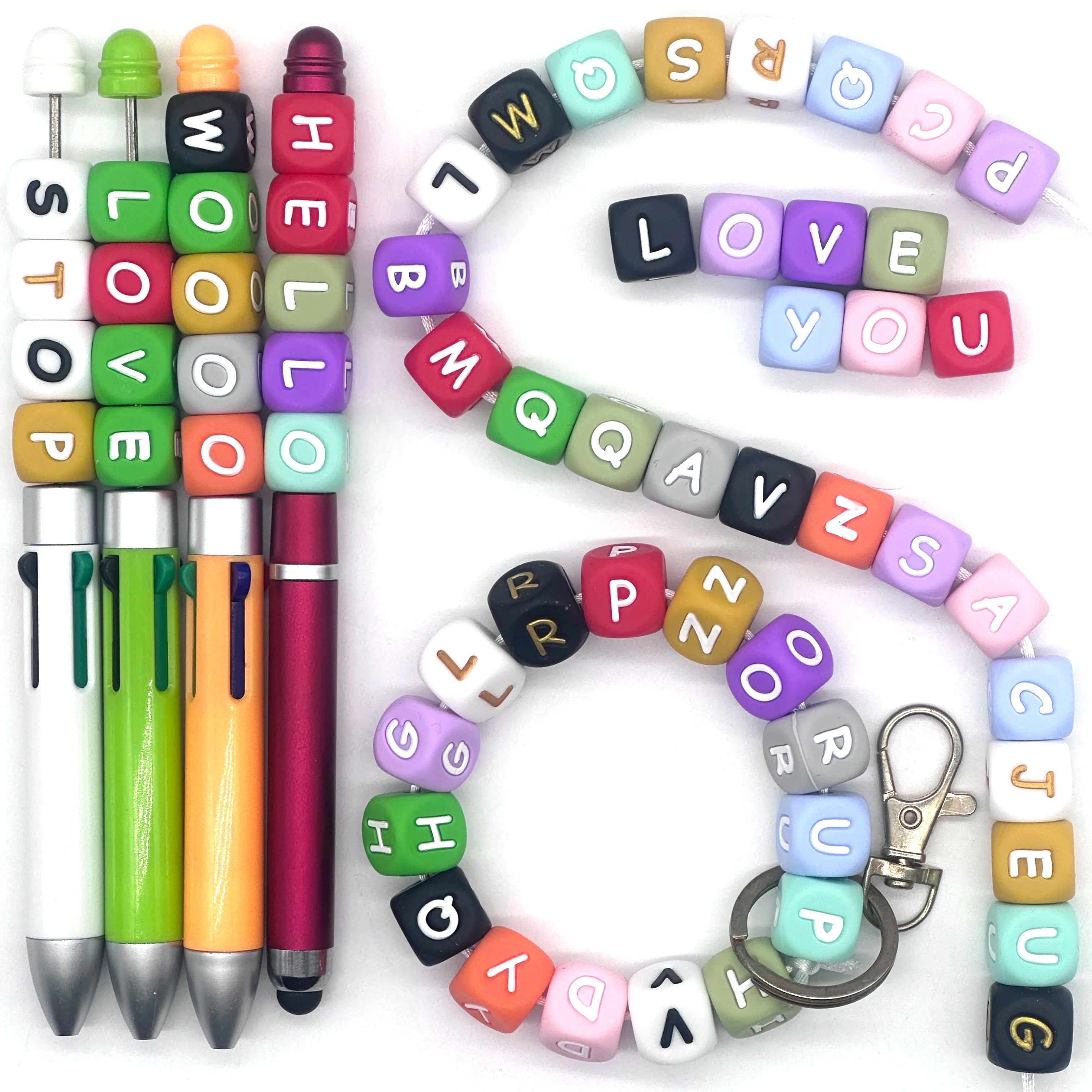 78pcs 12mm Silicone letter beads for DIY Key Chains Necklaces Bracelets Loose Beads