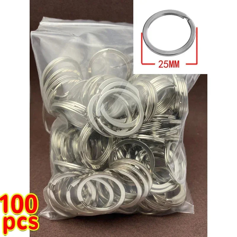 10-200pcs 25mm Stainless Steel Key Rings Line Split for Jewelry Making Polished Keychain DIY