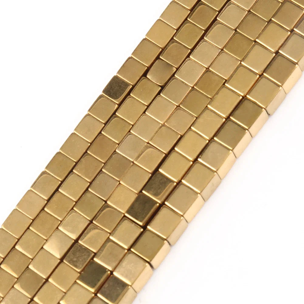 Real Gold Plated Hematite Bead Irregular Heart Cube Beads For Jewelry Making DIY