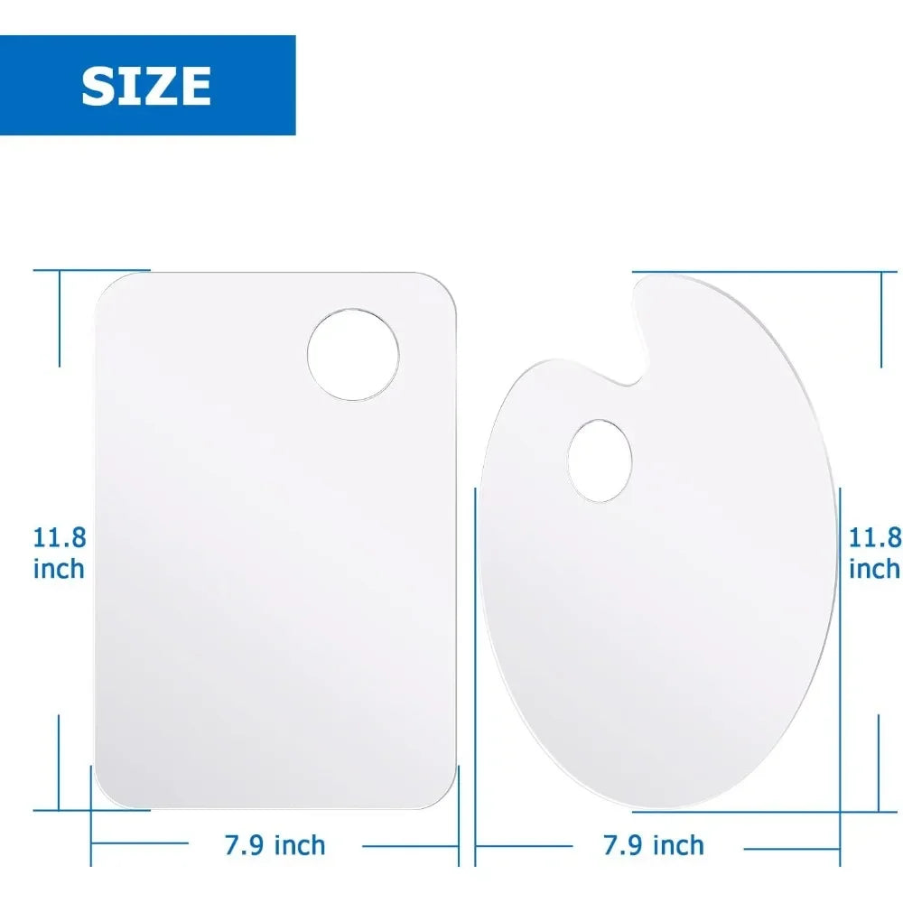 11.8 x 7.9 inch acrylic palette with thumb hole for easy to hold and clean non-stick artist paint tray