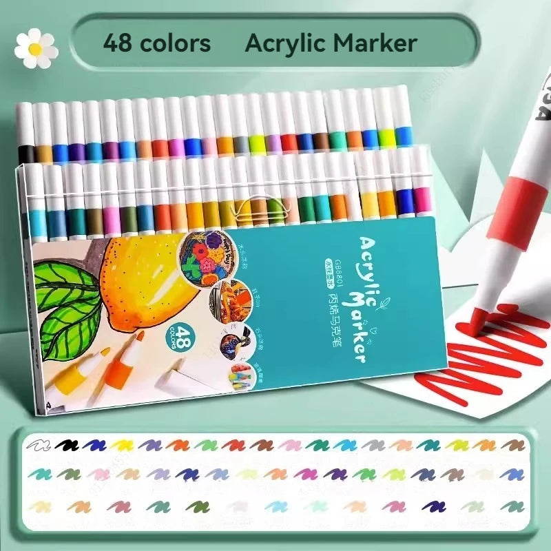 12-80 Colors Set Acrylic Paint Art Marker Pen for Kids Ceramic Glass Wood DIY Crafts